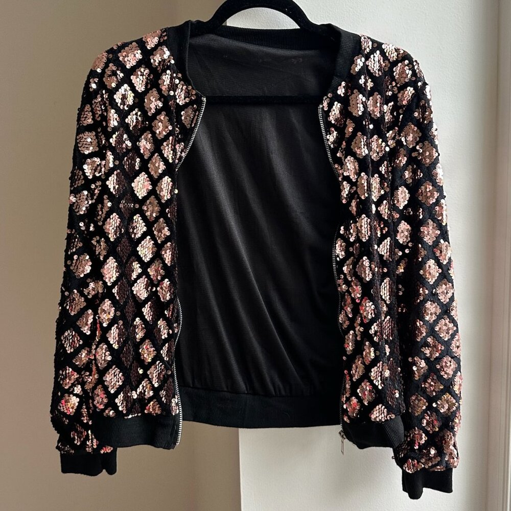 Women's Sequined Bomber Jacket M